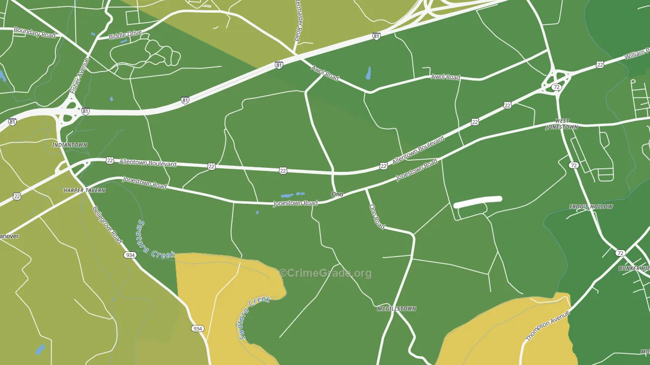 Ono, PA Map of Assault Rates