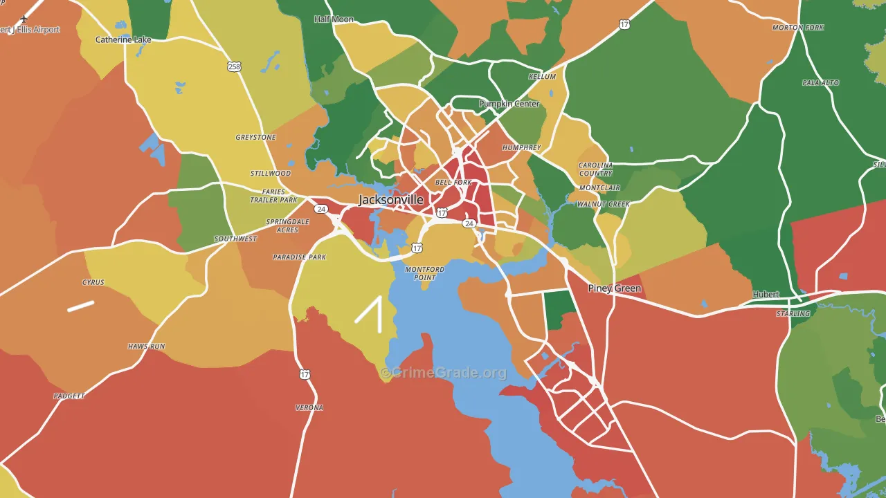 Onslow County, NC Map of Assault Rates