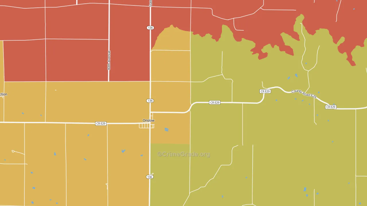 Onslow, IA Map of Assault Rates