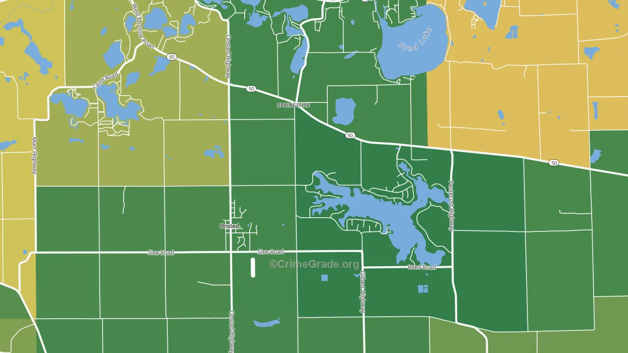 Onsted, MI Map of Assault Rates