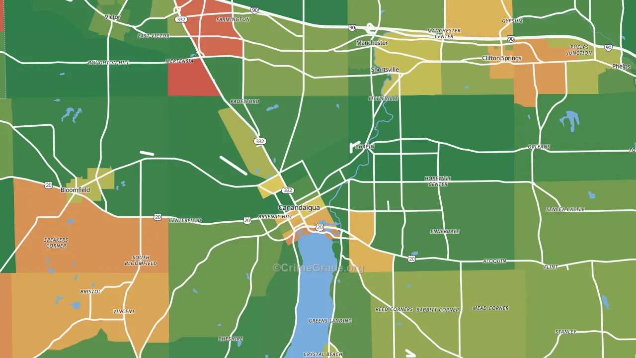 Ontario County, NY Map of Assault Rates