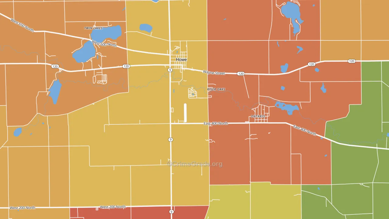 Ontario, IN Map of Assault Rates