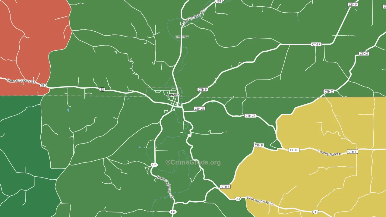 Ontario, WI Map of Assault Rates