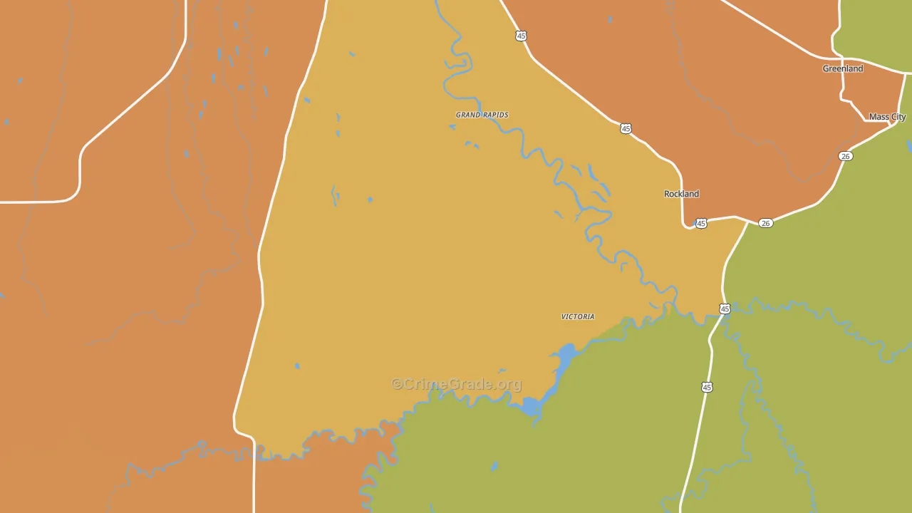 Ontonagon County, MI Map of Assault Rates