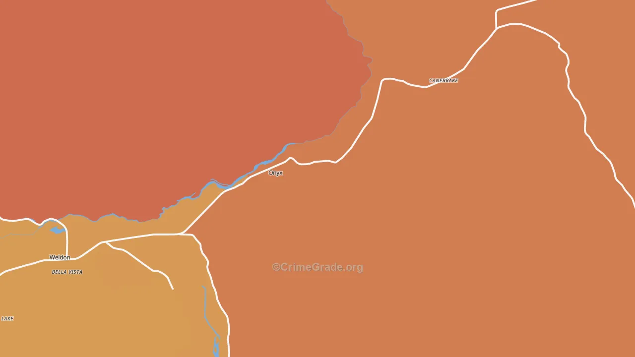 Onyx, CA Map of Assault Rates