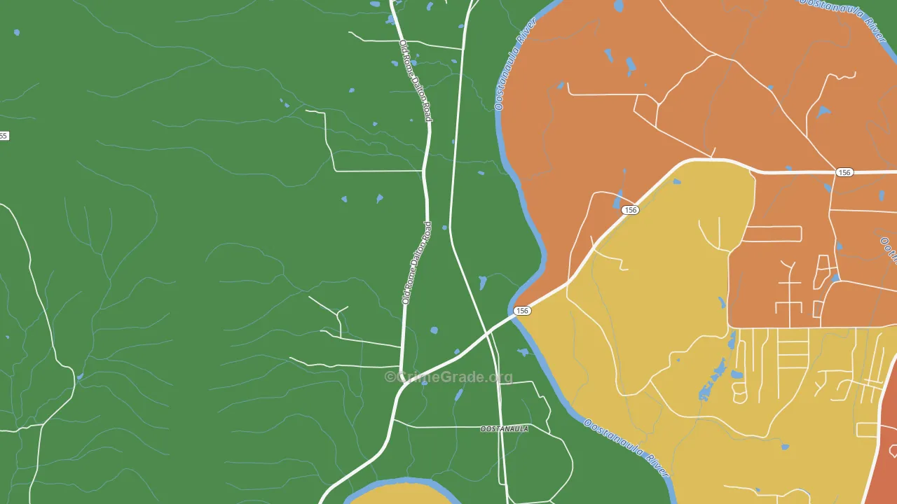 Oostanaula, GA Map of Assault Rates