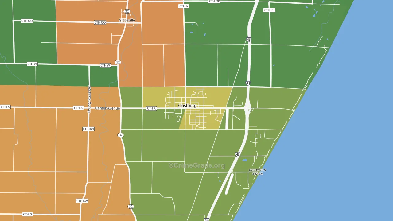 Oostburg, WI Map of Assault Rates
