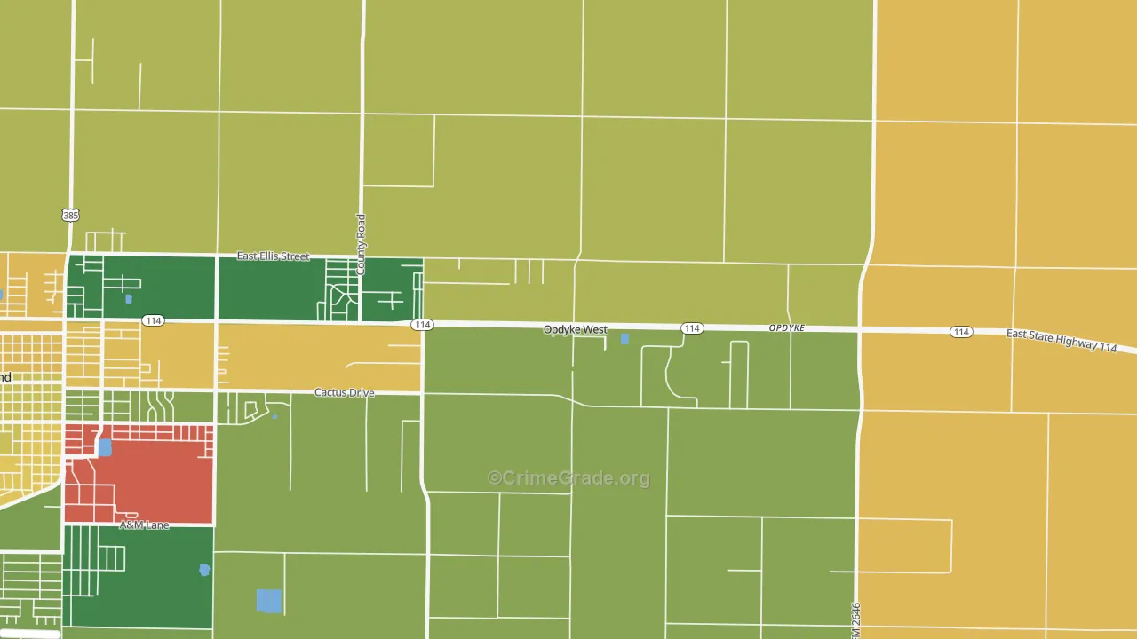 Opdyke West, TX Map of Assault Rates