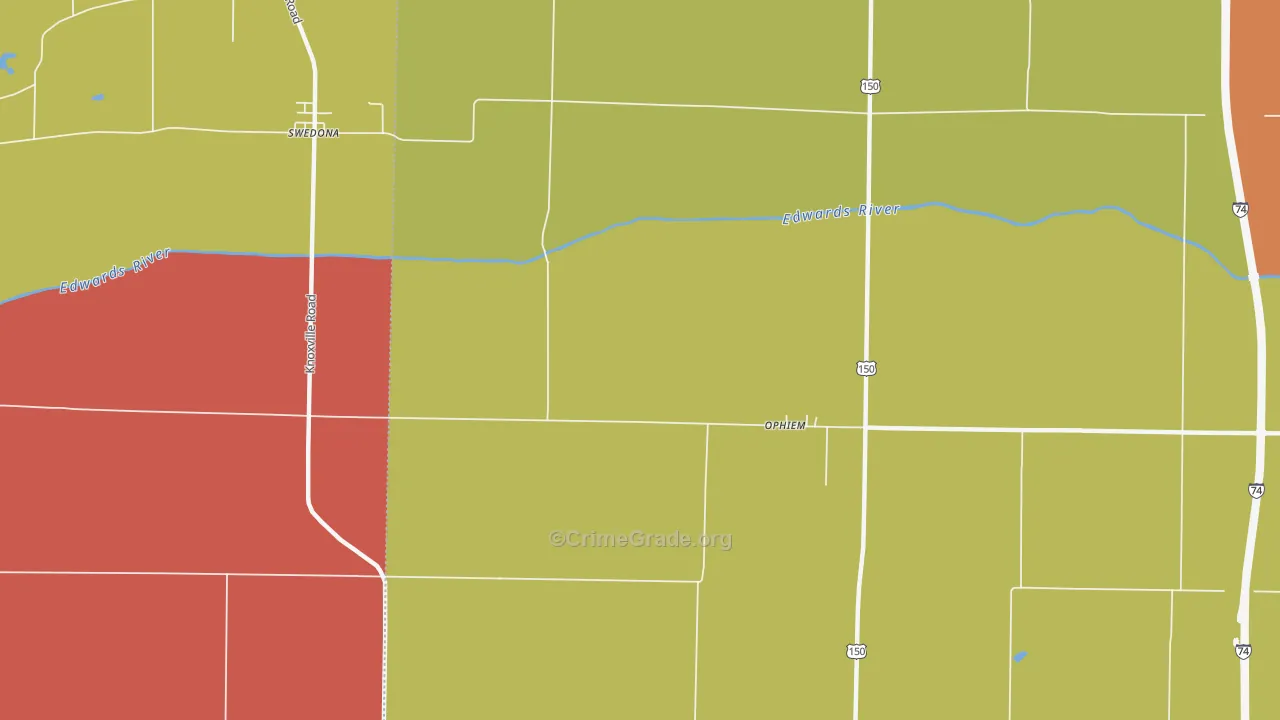 Opheim, IL Map of Assault Rates