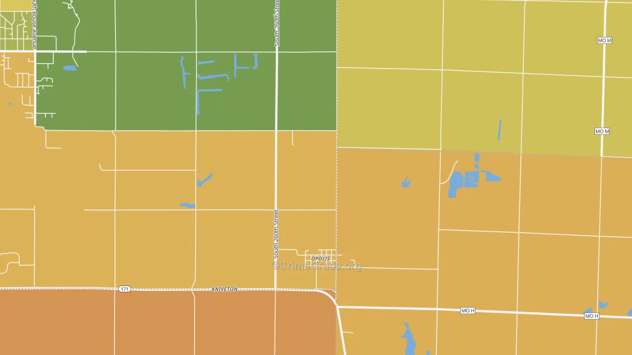 Opolis, KS Map of Assault Rates