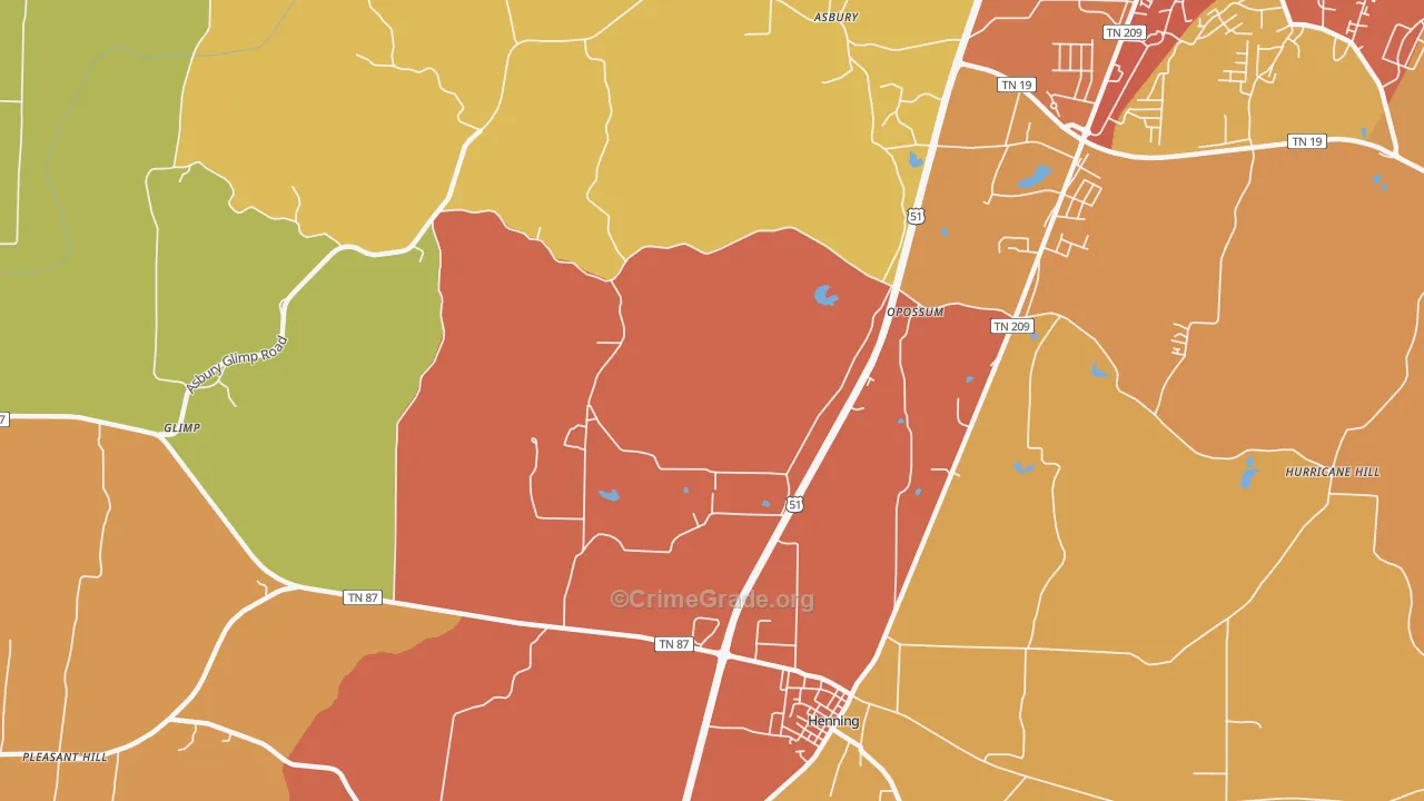 Opossum, TN Map of Assault Rates