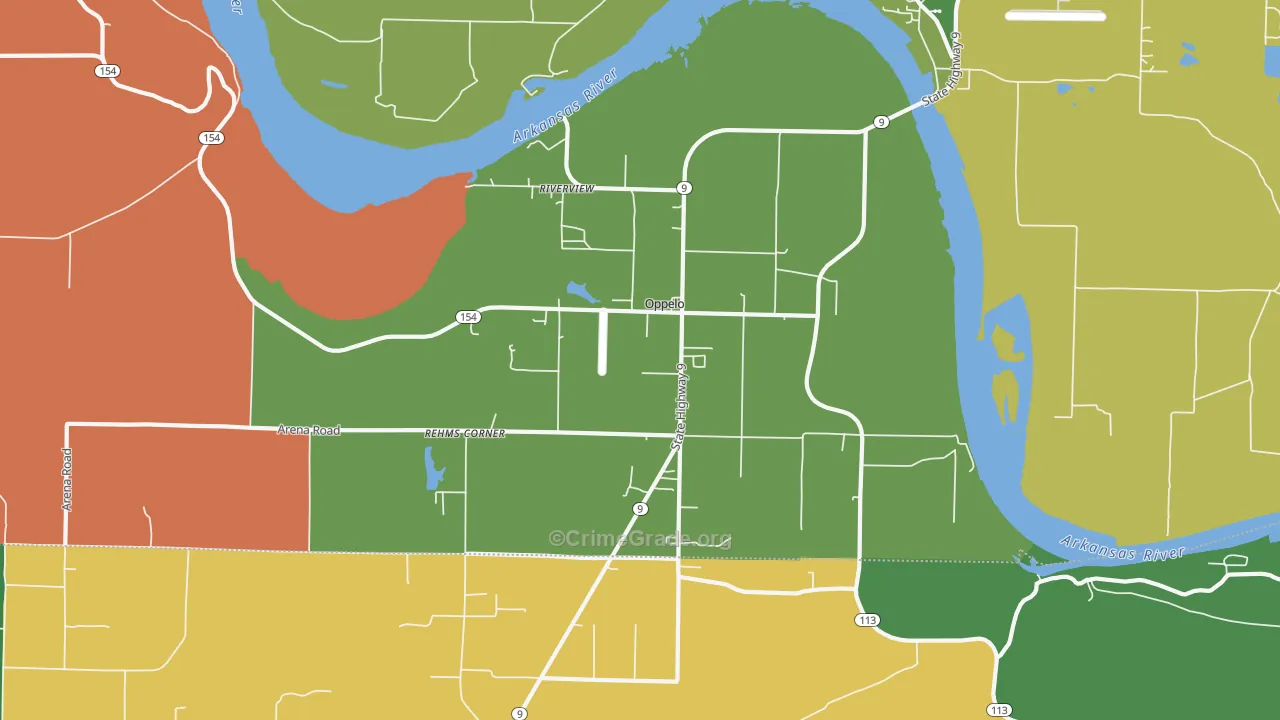 Oppelo, AR Map of Assault Rates