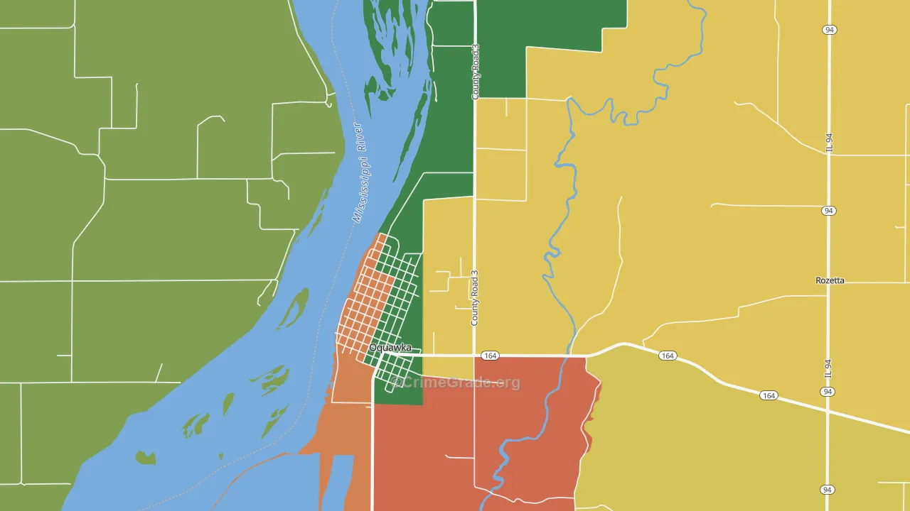Oquawka, IL Map of Assault Rates