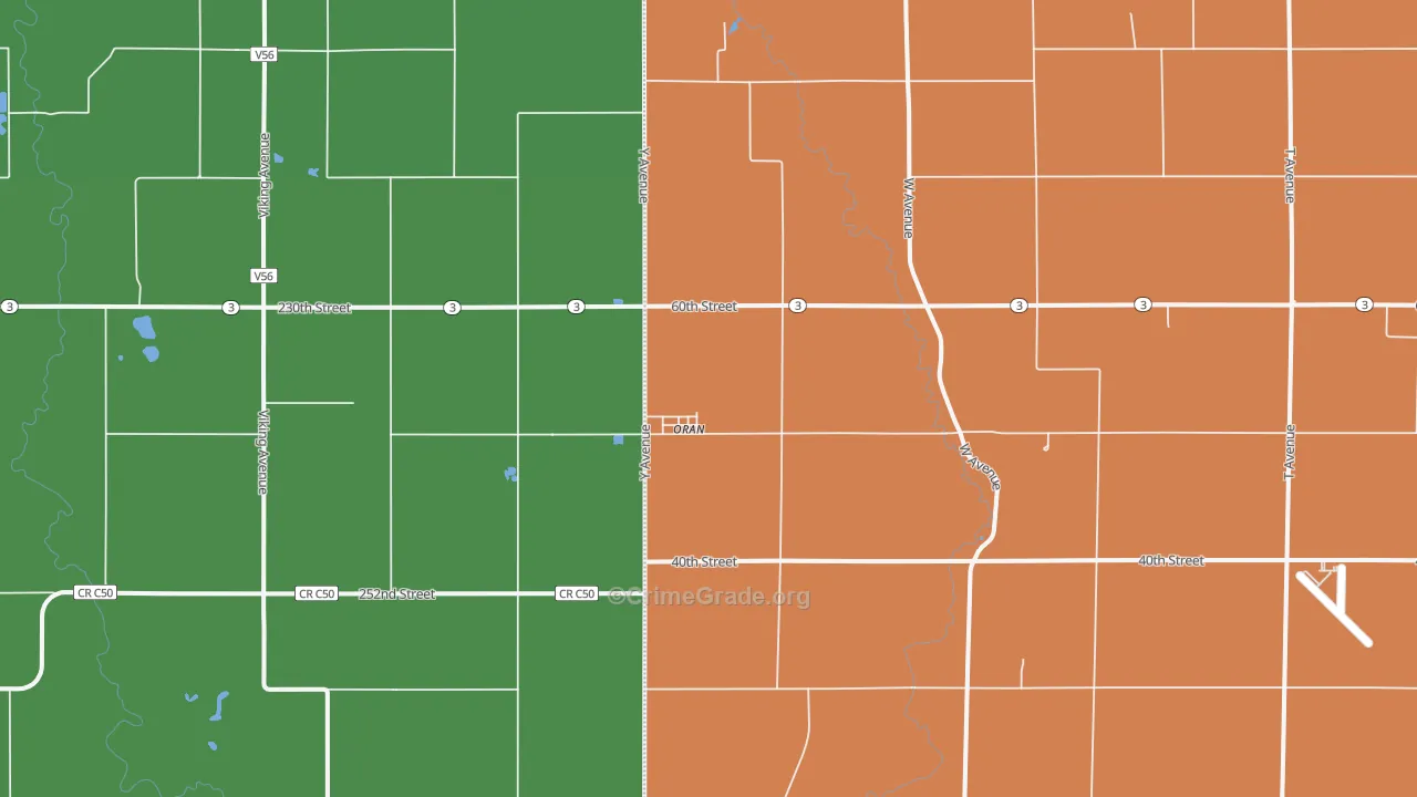 Oran, IA Map of Assault Rates