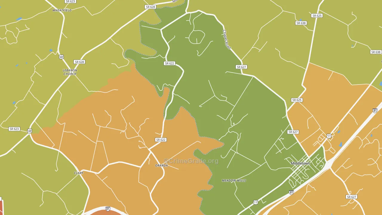 Oranda, VA Map of Assault Rates