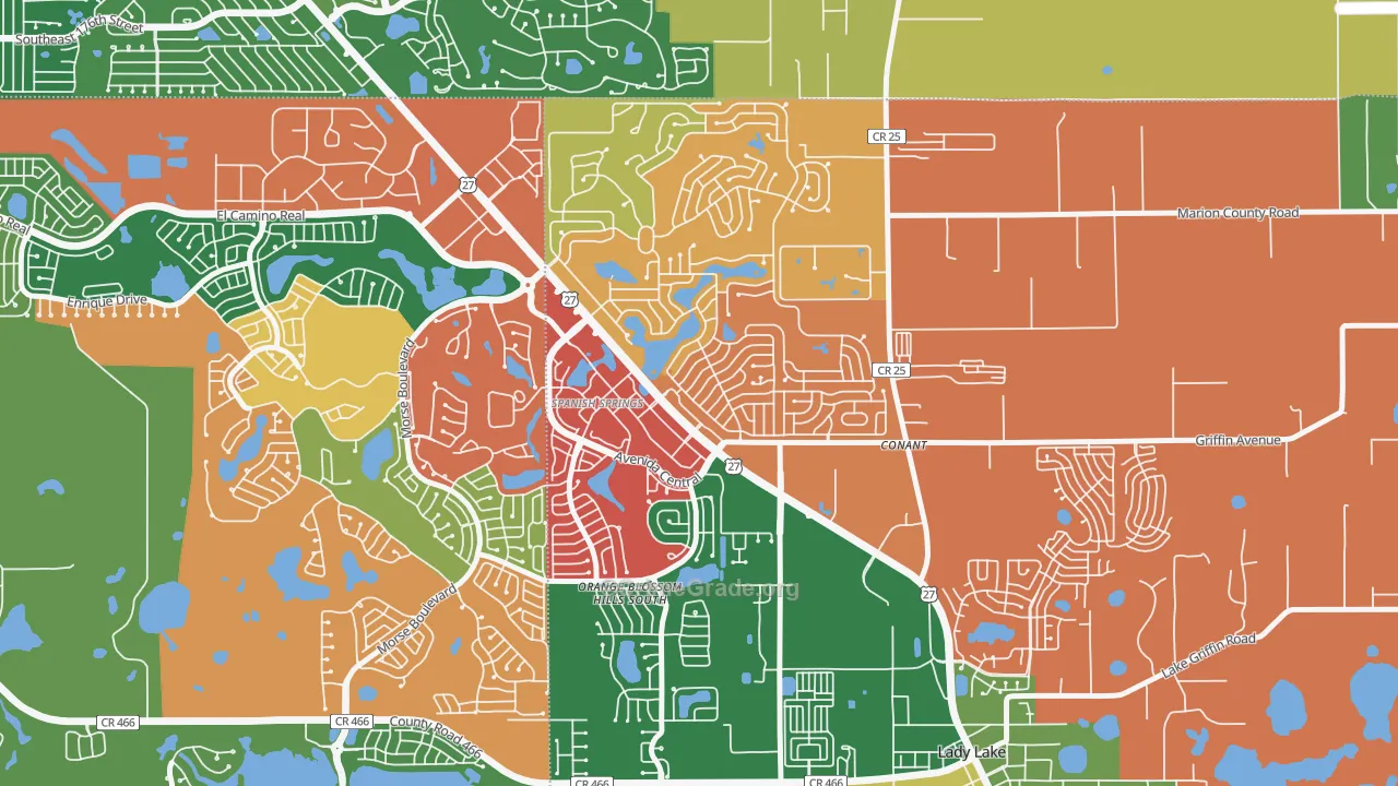Orange Blossom Gardens, Lady Lake, FL Map of Assault Rates