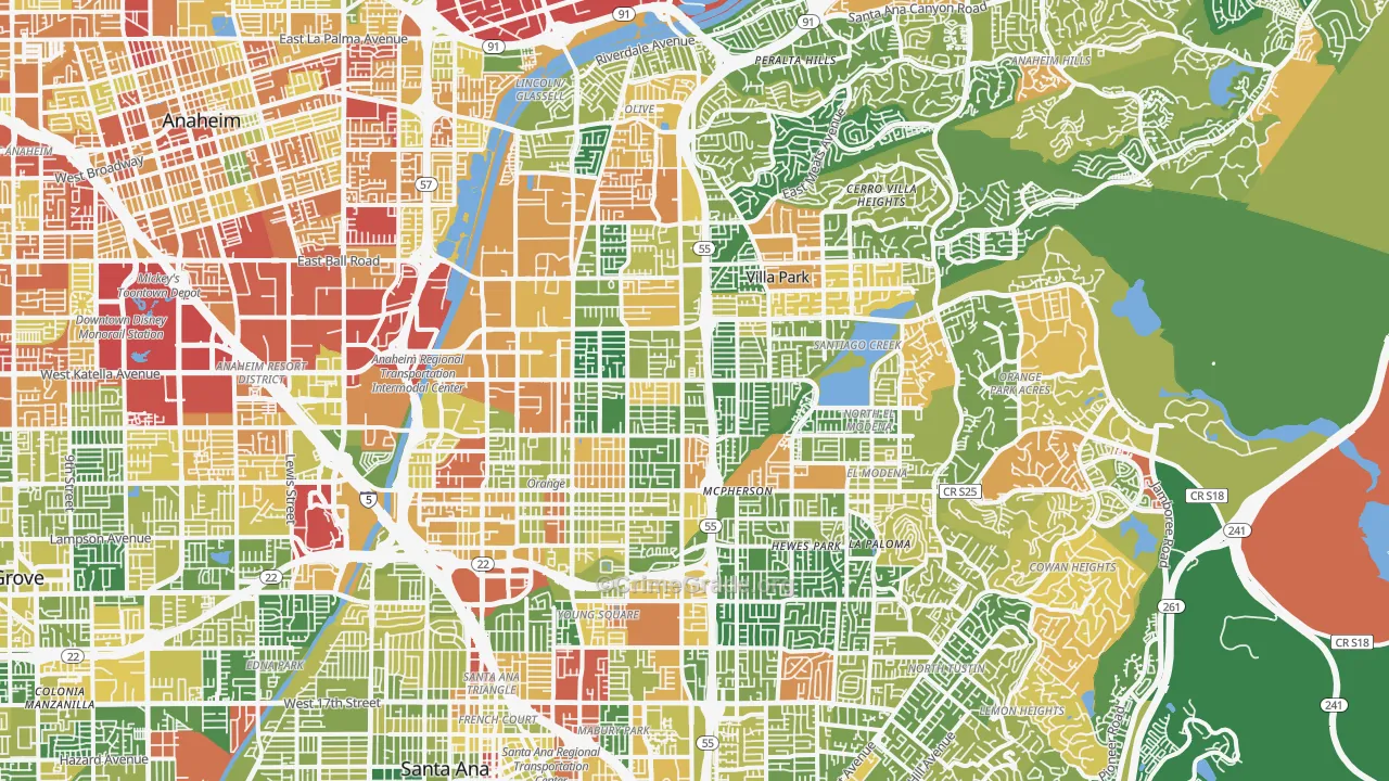 Orange, CA Map of Assault Rates