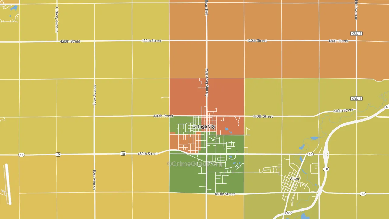 Orange City, IA Map of Assault Rates