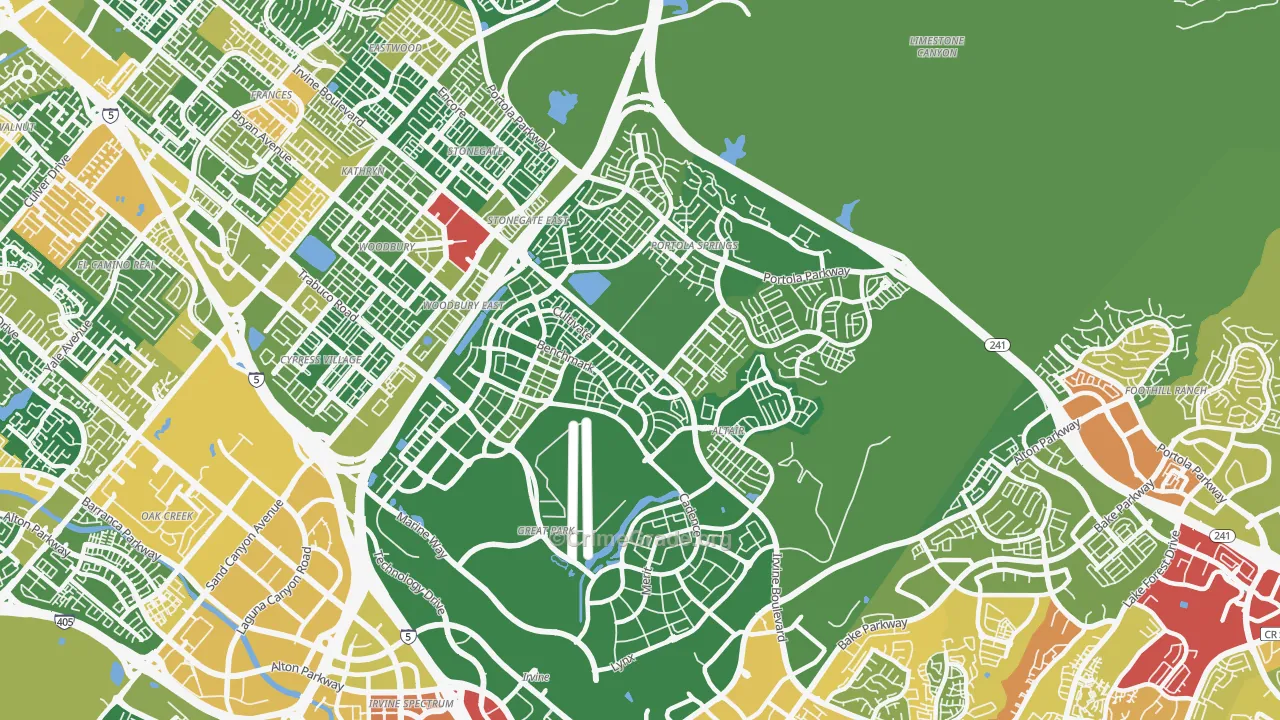 Orange County Great Park, Irvine, CA Map of Assault Rates