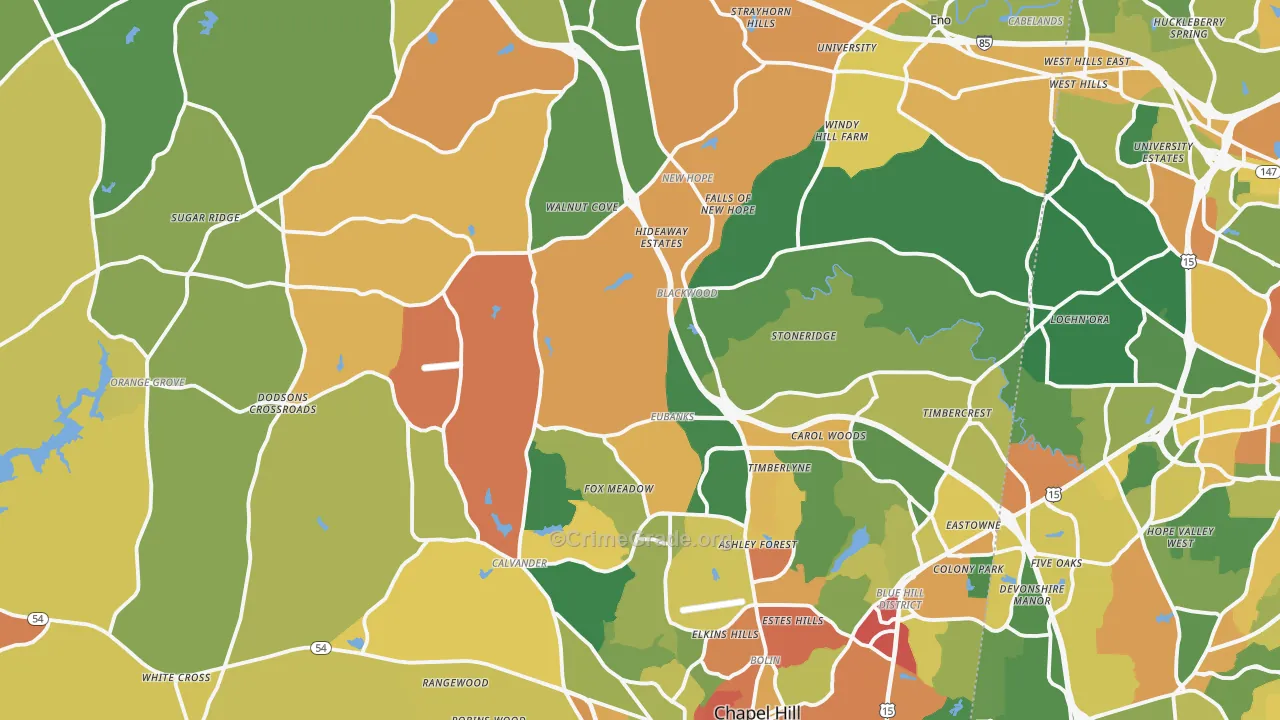 Orange County, NC Map of Assault Rates