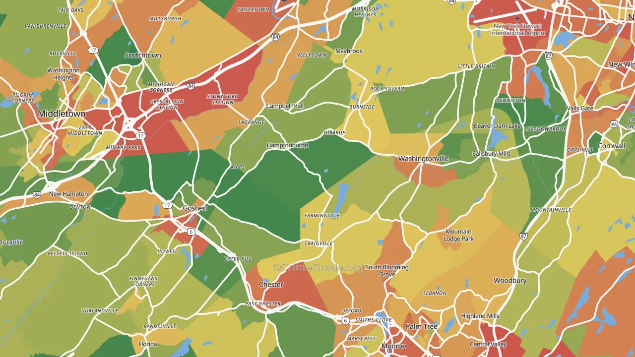 Orange County, NY Map of Assault Rates