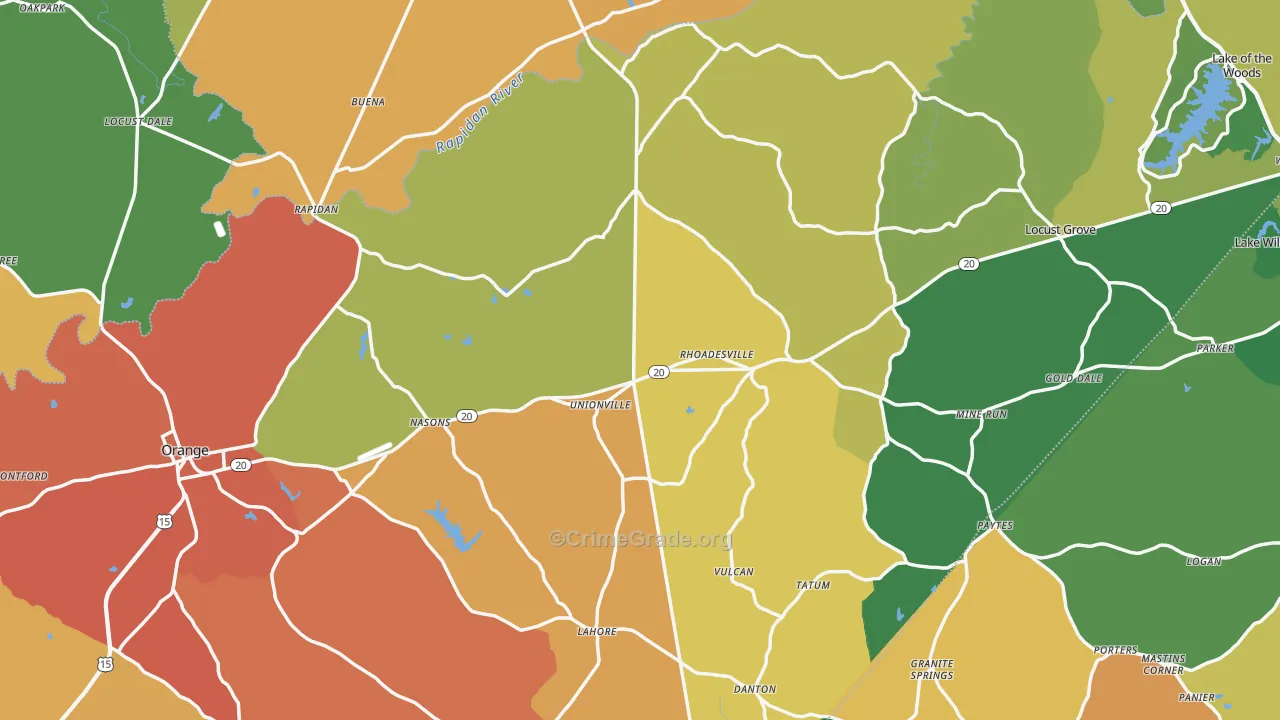 Orange County, VA Map of Assault Rates