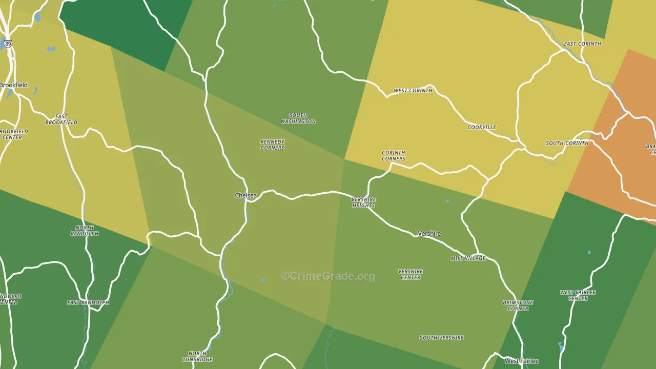 Orange County, VT Map of Assault Rates