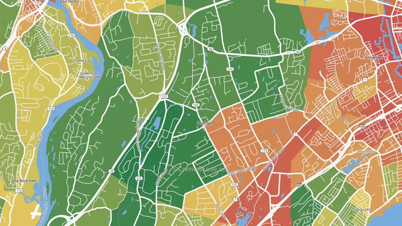 Orange, CT Map of Assault Rates