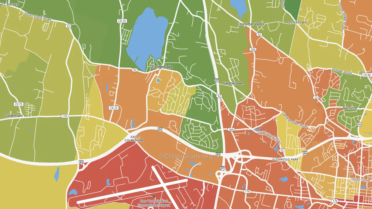 Orange Lake, NY Map of Assault Rates