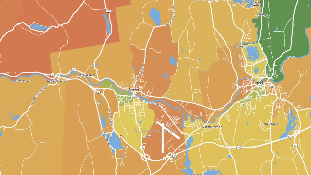 Orange, MA Map of Assault Rates