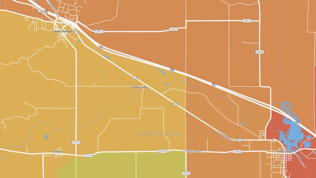 Orange Mill, WI Map of Assault Rates