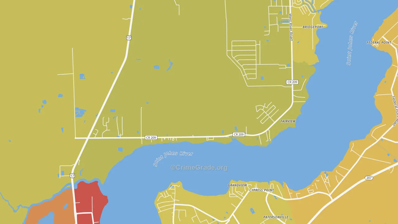 Orange Mills, FL Map of Assault Rates