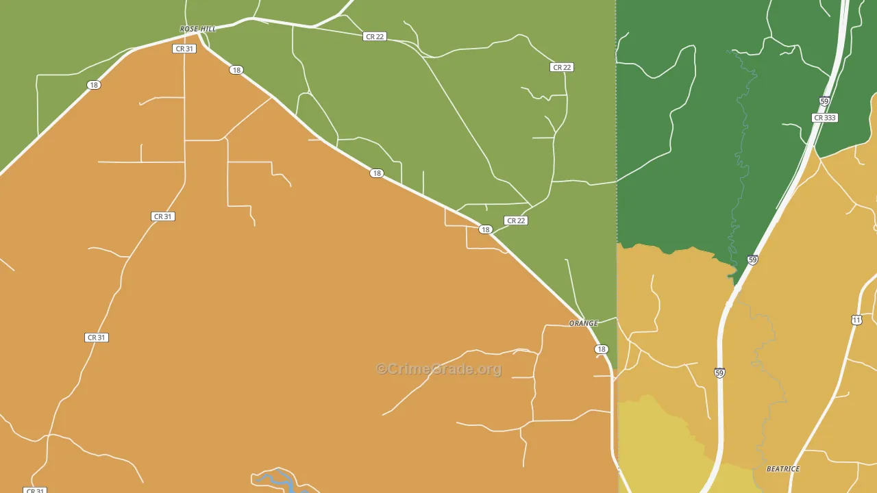 Orange, MS Map of Assault Rates
