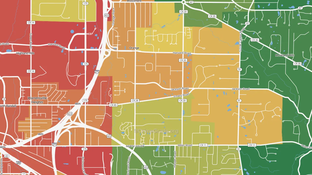Orange, OH Map of Assault Rates