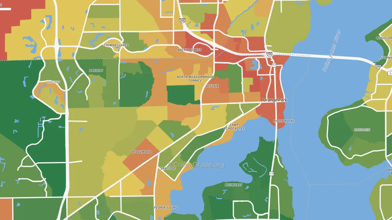 Orange Park, FL Map of Assault Rates