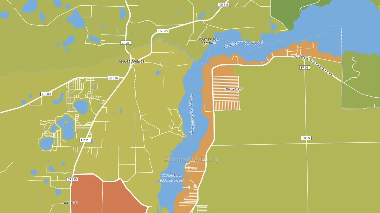 Orange Springs, FL Map of Assault Rates