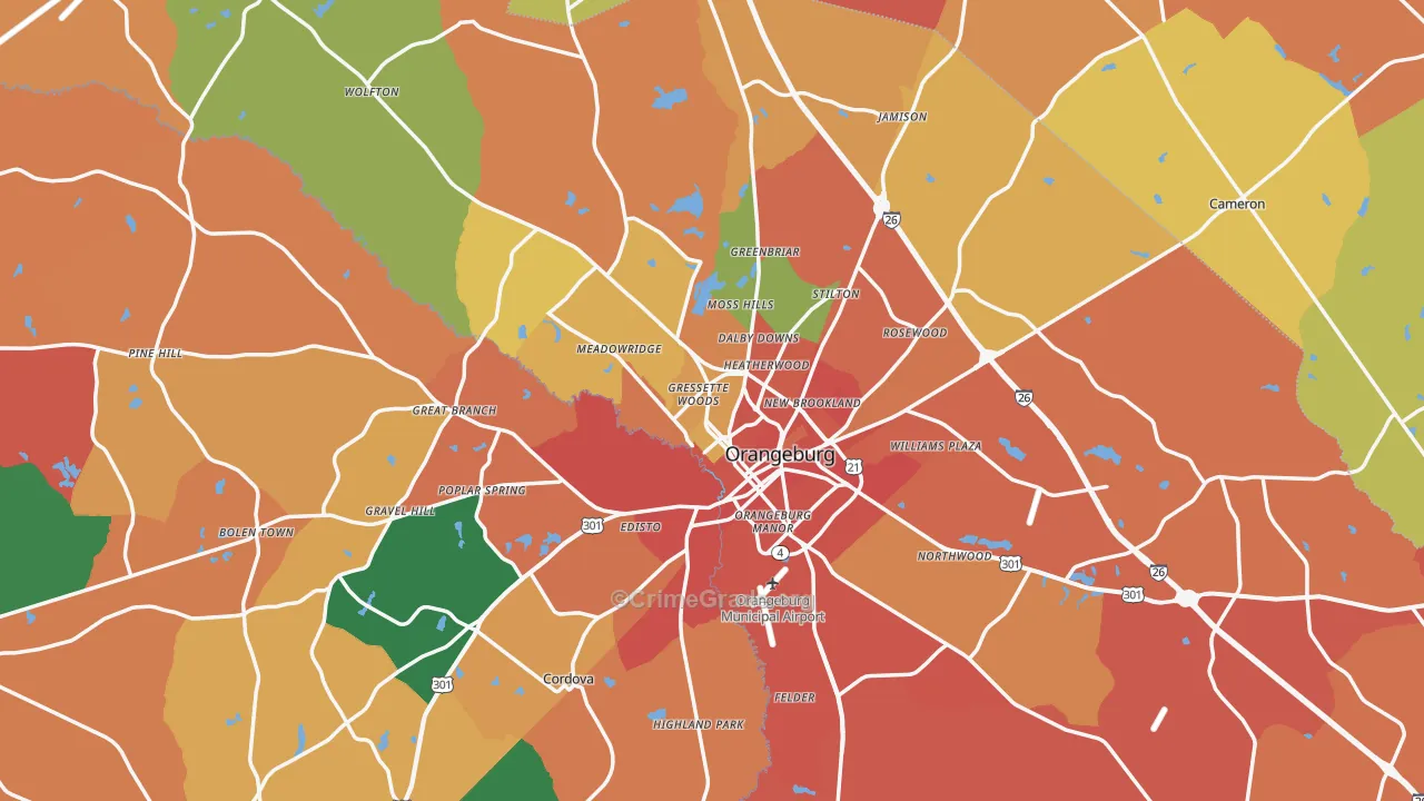 Orangeburg, SC Map of Assault Rates