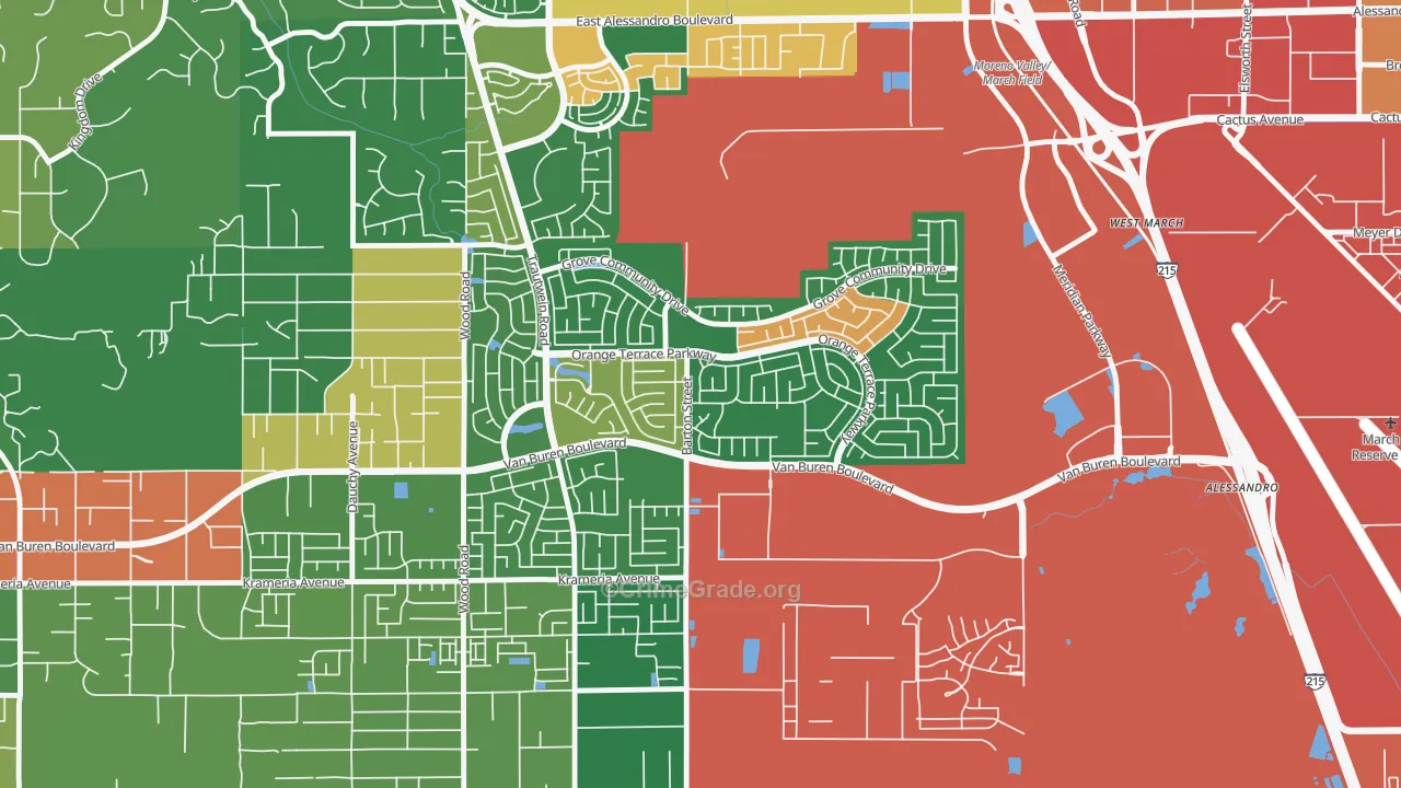 Orangecrest, Riverside, CA Map of Assault Rates