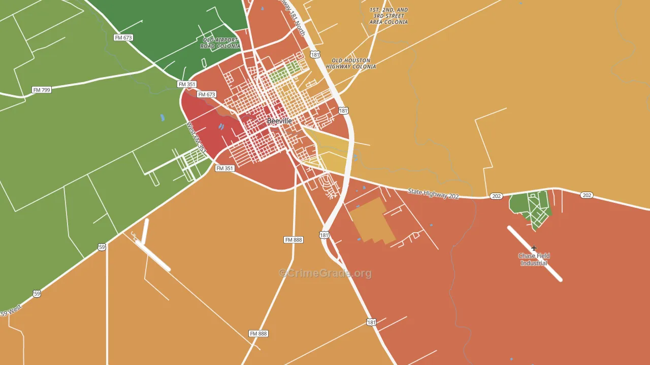 Orangedale, TX Map of Assault Rates