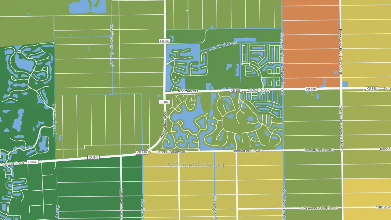 Orangetree, Naples, FL Map of Assault Rates
