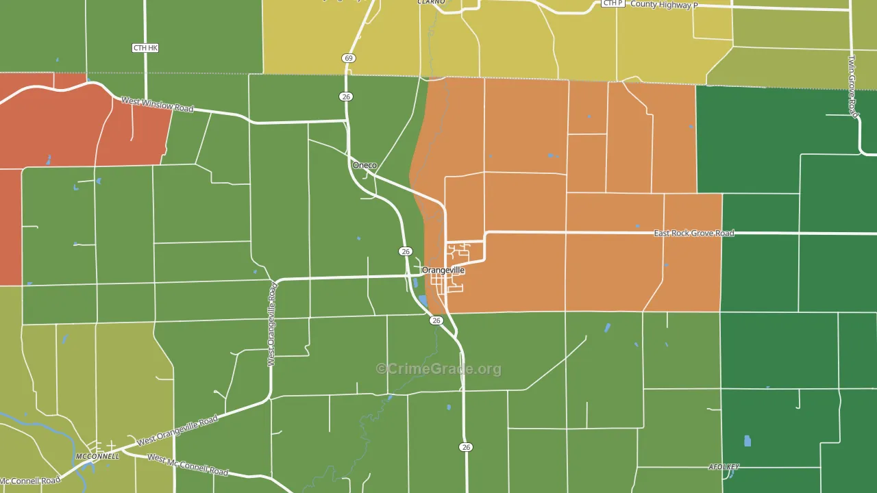 Orangeville, IL Map of Assault Rates