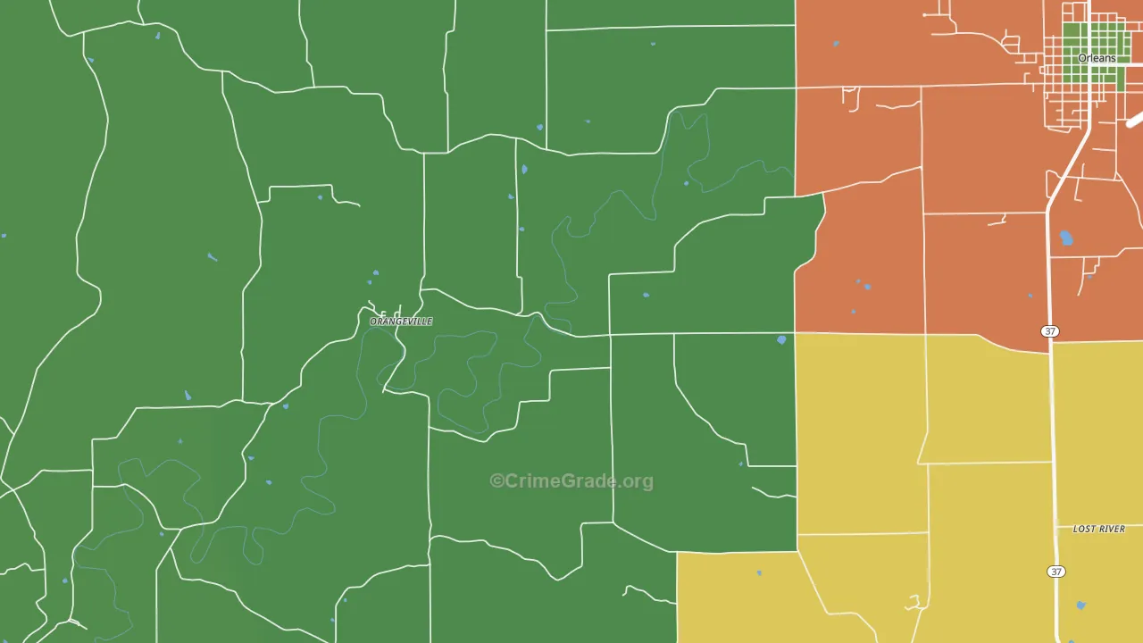 Orangeville, IN Map of Assault Rates