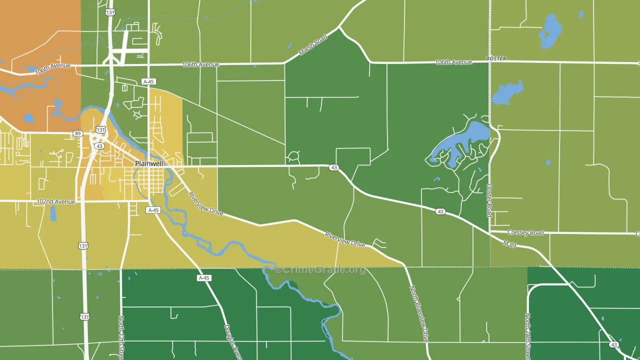 Orangeville, MI Map of Assault Rates