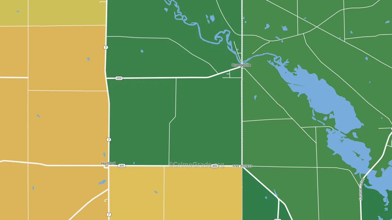 Orangeville, OH Map of Assault Rates