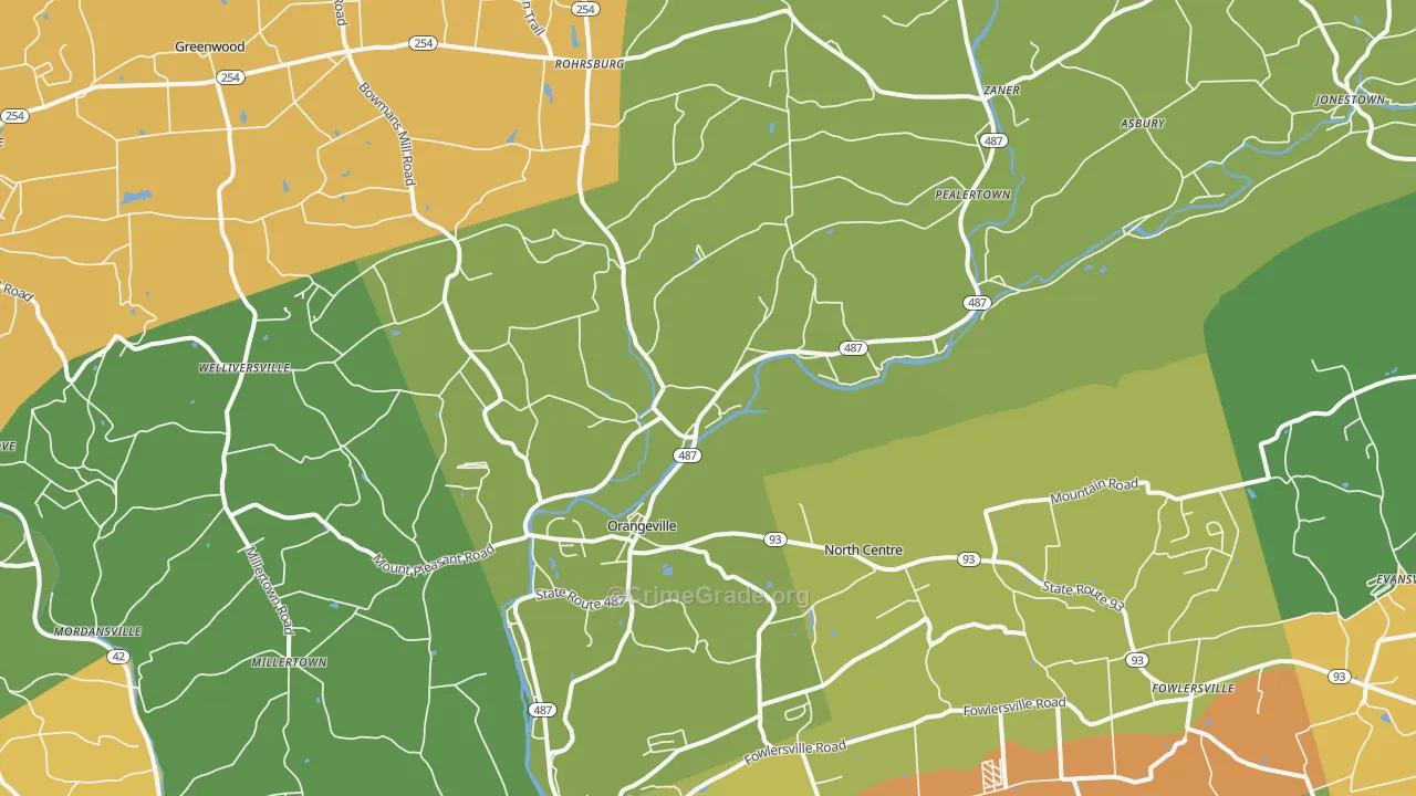 Orangeville, PA Map of Assault Rates