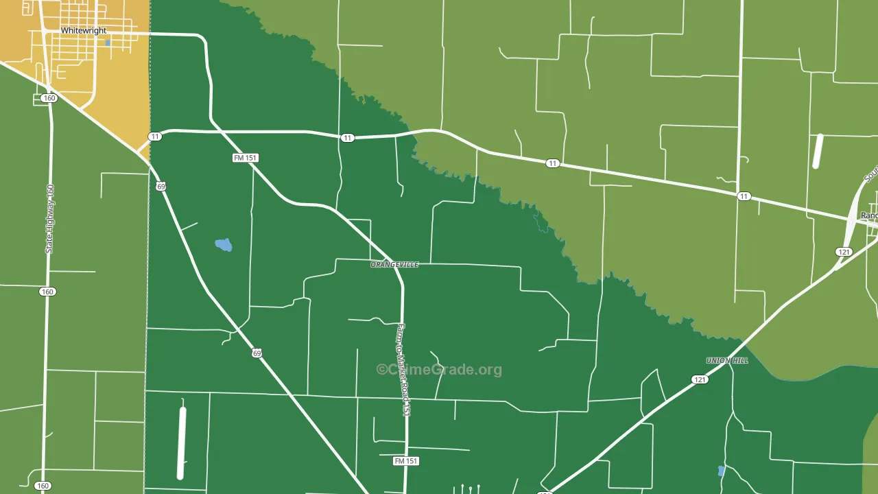 Orangeville, TX Map of Assault Rates