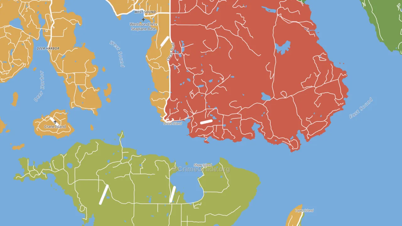 Orcas, WA Map of Assault Rates