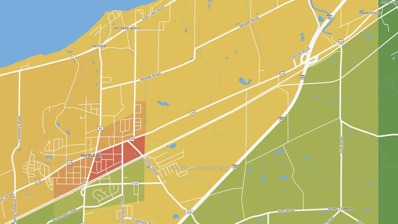 Orchard Beach, PA Map of Assault Rates