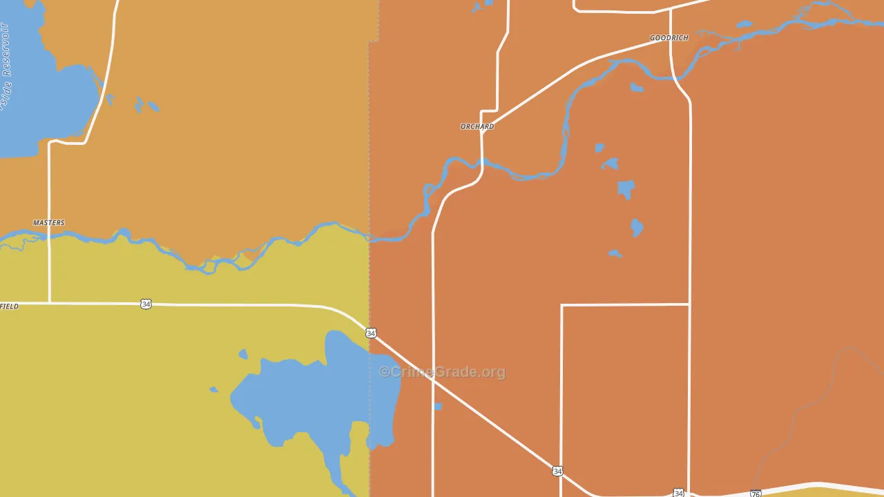 Orchard, CO Map of Assault Rates