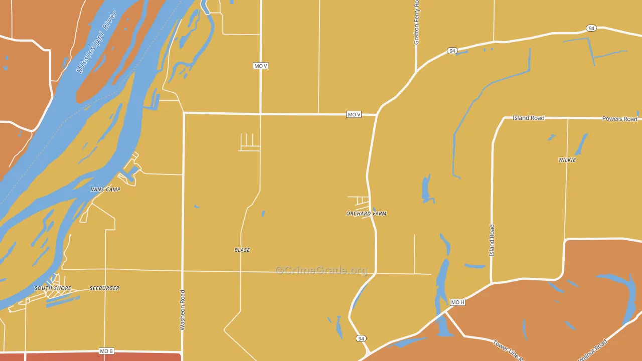 Orchard Farm, MO Map of Assault Rates